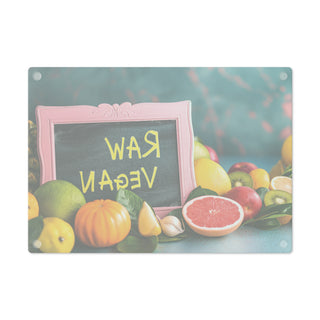 Raw Vegan Tempered Glass Cutting Board Printify