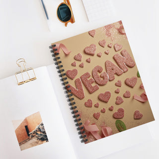 Vegan Hearts Spiral Notebook - Ruled Line Printify