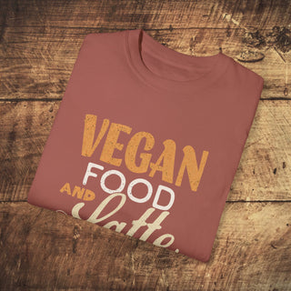 Vegan Food And Latte Garment-Dyed T-shirt Printify