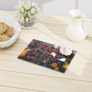 Vegan Life Tempered Glass Cutting Board Printify