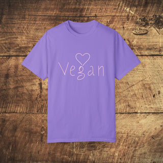 Vegan Heart Garment-Dyed T-shirt Printify