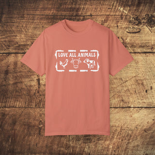 Love All Animals Garment-Dyed T-shirt Printify