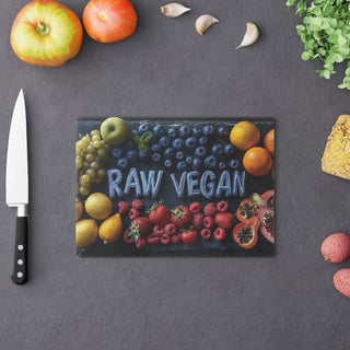 Raw Vegan Tempered Glass Cutting Board Printify