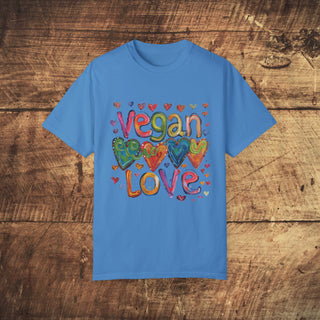 Vegan Love Garment-Dyed T-shirt Printify