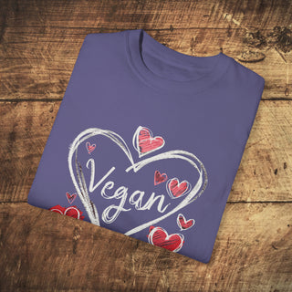 Vegan Hearts Garment-Dyed T-shirt Printify