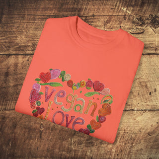 Vegan Love Garment-Dyed T-shirt Printify