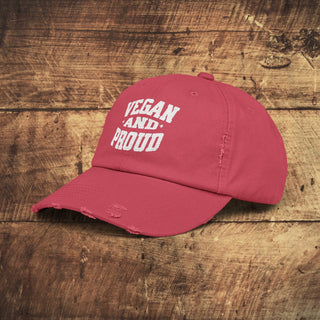 Vegan And Proud Unisex Distressed Cap Printify