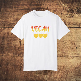 Vegan Hearts Garment-Dyed T-shirt Printify