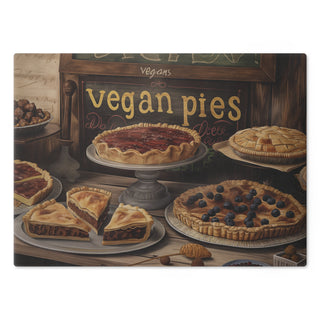 Vegan Pies Tempered Glass Cutting Board Printify