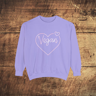 Vegan Heart Garment-Dyed Sweatshirt Printify