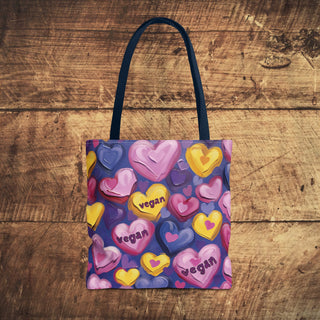 Vegan Hearts Tote Bag Printify