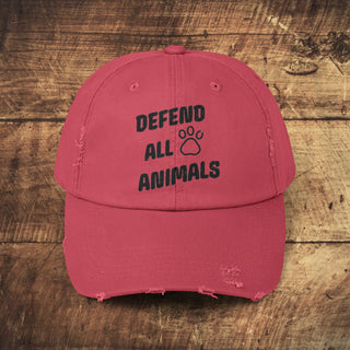 Defend All Animals Unisex Distressed Cap Printify