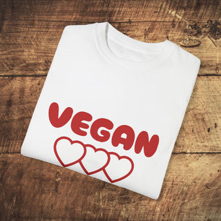 Vegan Hearts Garment-Dyed T-shirt Printify