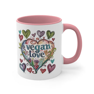 Vegan Love Accent Coffee Mug, 11oz Printify