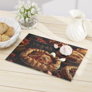 Vegan Pie Tempered Glass Cutting Board Printify