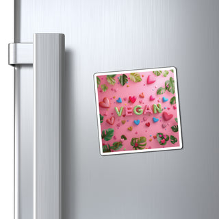 Vegan Hearts Magnets Printify