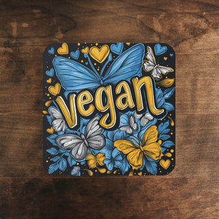 Vegan Butterfly Cork Back Coaster Printify