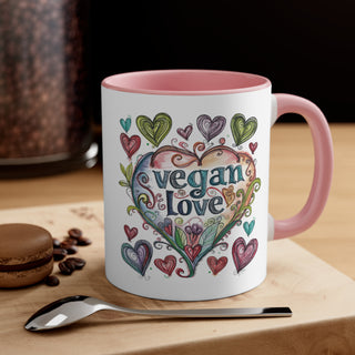 Vegan Love Accent Coffee Mug, 11oz Printify