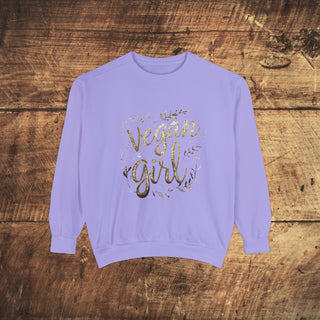 Vegan Girl Garment-Dyed Sweatshirt Printify