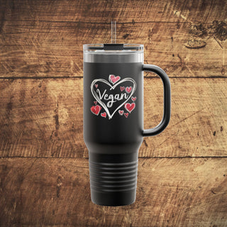 Vegan Hearts Insulated Travel Mug, 40oz