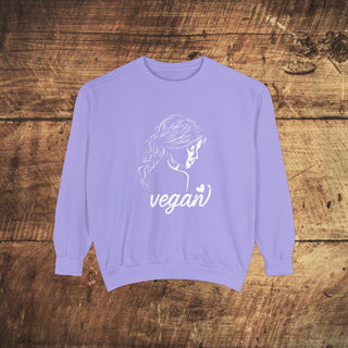 Vegan Girl Garment-Dyed Sweatshirt Printify