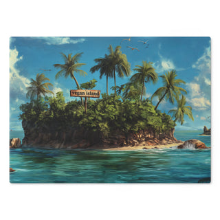 Vegan Island Tempered Glass Cutting Board Printify