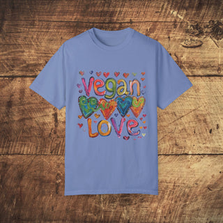 Vegan Love Garment-Dyed T-shirt Printify