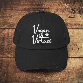 Vegan Virtues Unisex Distressed Cap Printify