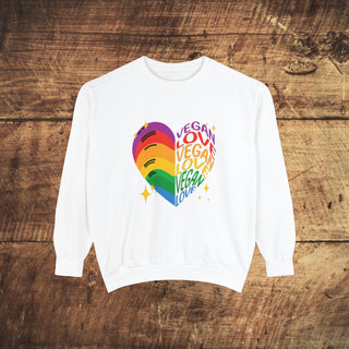 Vegan Love Garment-Dyed Sweatshirt Printify