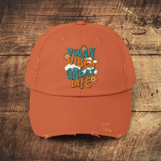 Vegan Vibes Unisex Distressed Cap Printify