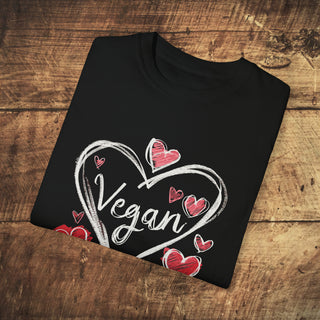 Vegan Hearts Garment-Dyed T-shirt Printify