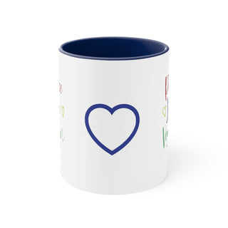 Peace, Love and Vegan Accent Coffee Mug, 11oz Printify