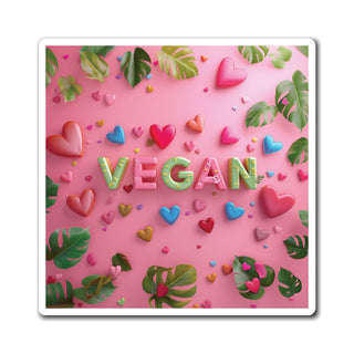 Vegan Hearts Magnets Printify