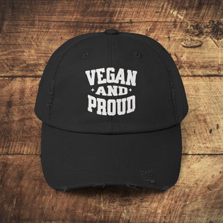 Vegan And Proud Unisex Distressed Cap Printify