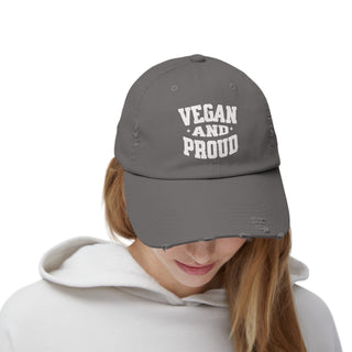 Vegan And Proud Unisex Distressed Cap Printify