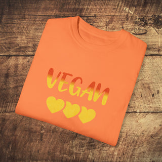 Vegan Hearts Garment-Dyed T-shirt Printify