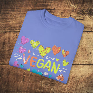 Vegan Hearts Garment-Dyed T-shirt Printify