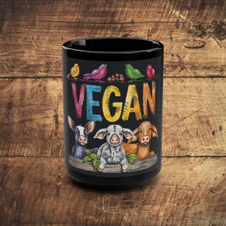 Vegan Black Mug, 15oz