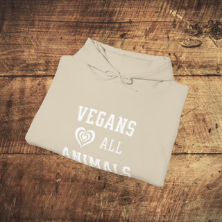 Vegans Love All Animals Heavy Blend™ Hooded Sweatshirt Printify