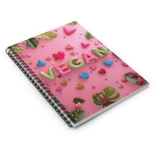 Vegan Hearts Spiral Notebook - Ruled Line