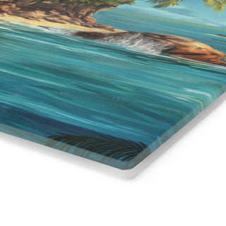 Vegan Island Tempered Glass Cutting Board Printify