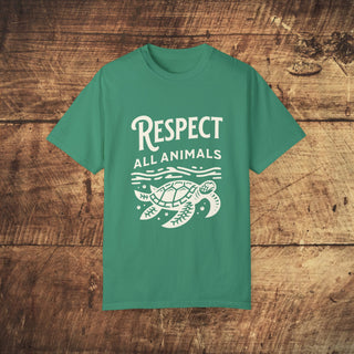 Respect All Animals Garment-Dyed T-shirt Printify