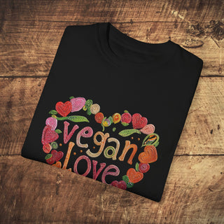 Vegan Love Garment-Dyed T-shirt Printify