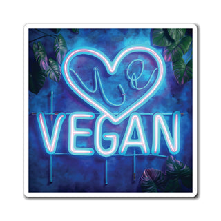 Neon Vegan Heart Magnet Printify