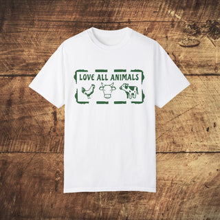 Love All Animals Garment-Dyed T-shirt Printify