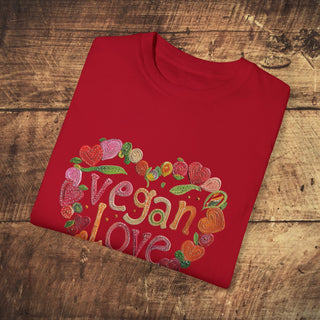 Vegan Love Garment-Dyed T-shirt Printify