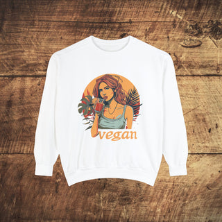 Vegan Girl Garment-Dyed Sweatshirt Printify