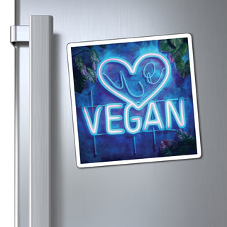 Neon Vegan Heart Magnet Printify