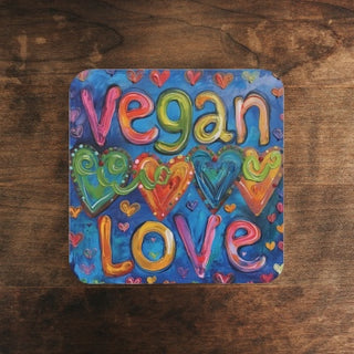 Vegan Love Cork Back Coaster Printify