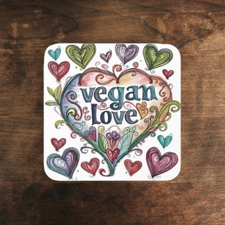 Vegan Love Cork Back Coaster Printify